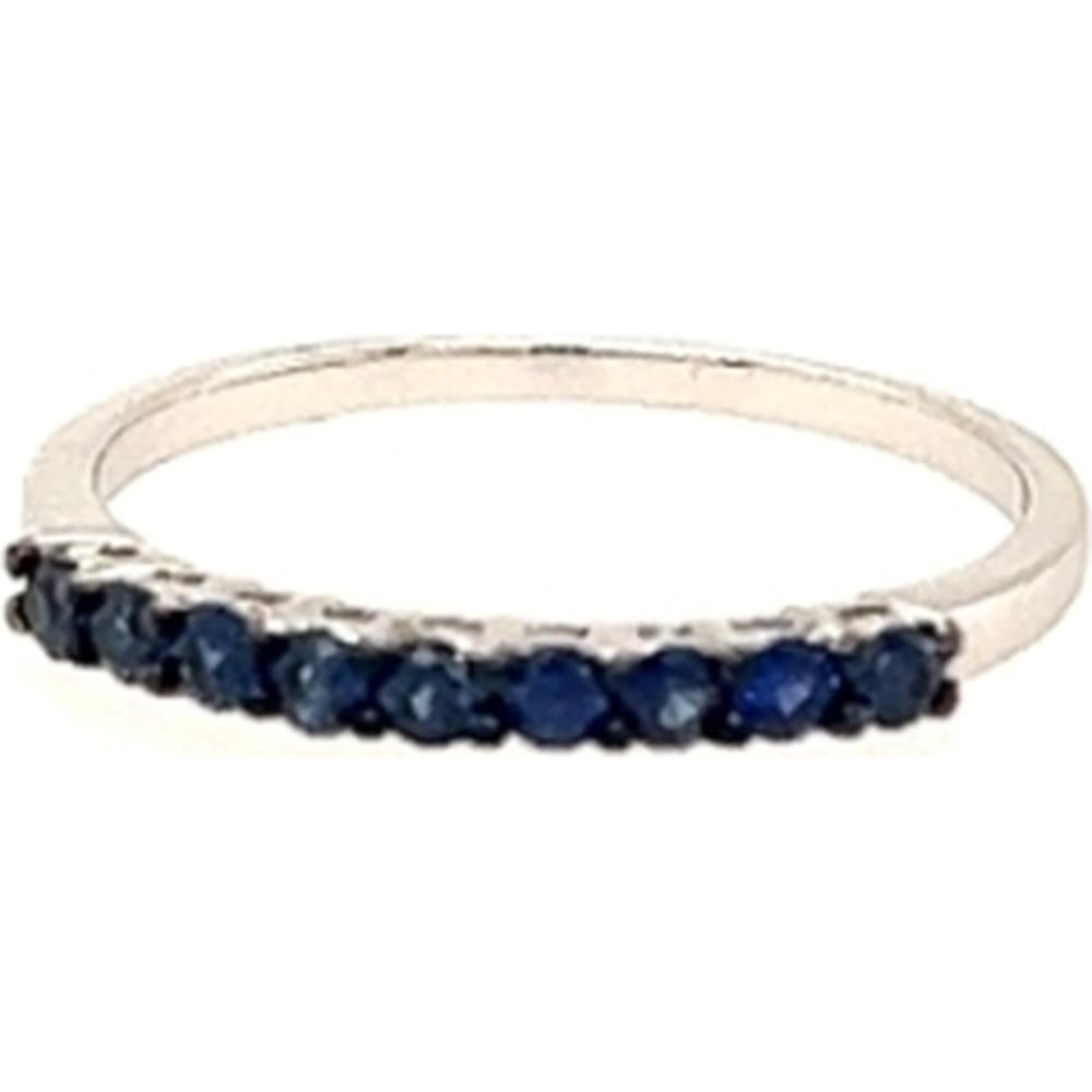18K White Gold Band Ring with Round Blue Sapphires by Afarin