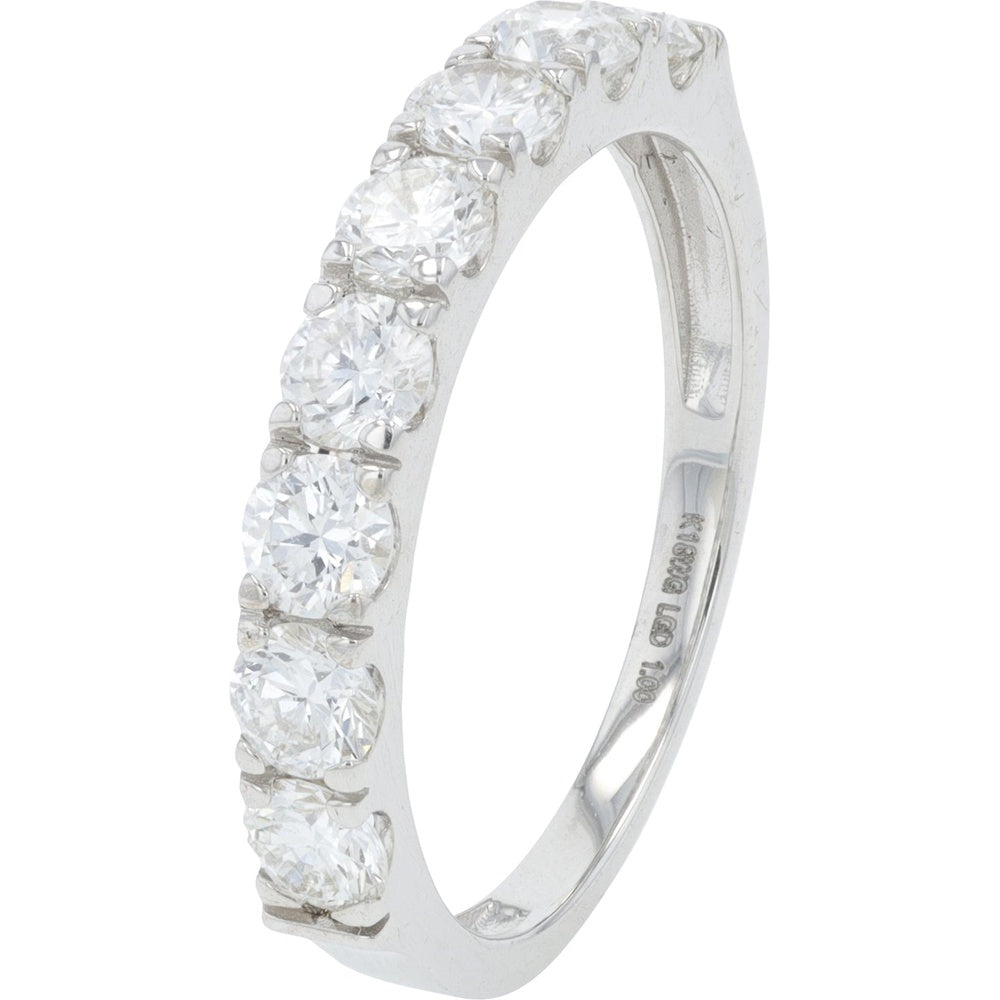 18K White Gold Band with Prong-Set Round Lab Grown Diamonds - 1.00 Carat Total Diamond Weight