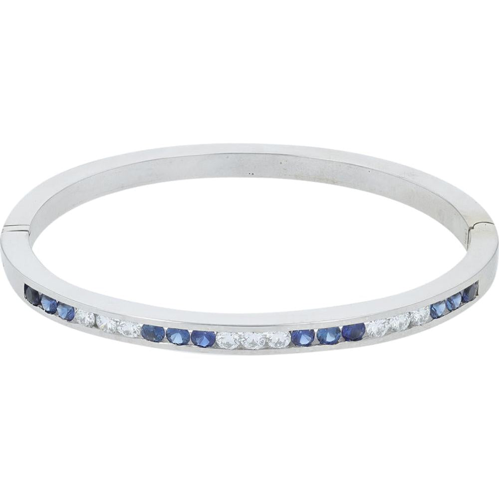 18K White Gold Bangle with 1.50 Carat Sapphires and 1 Carat Diamonds