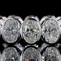 18K White Gold Bezel Set Oval Lab Diamond Eternity Band - 4.09 Carat Total Diamond Weight - Covaloro Fine Jewelry