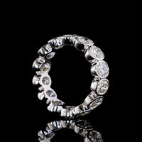 18K White Gold Bezel Set Oval Lab Diamond Eternity Band - 4.09 Carat Total Diamond Weight - Covaloro Fine Jewelry
