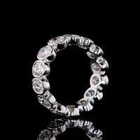 18K White Gold Bezel Set Oval Lab Diamond Eternity Band - 4.09 Carat Total Diamond Weight - Covaloro Fine Jewelry