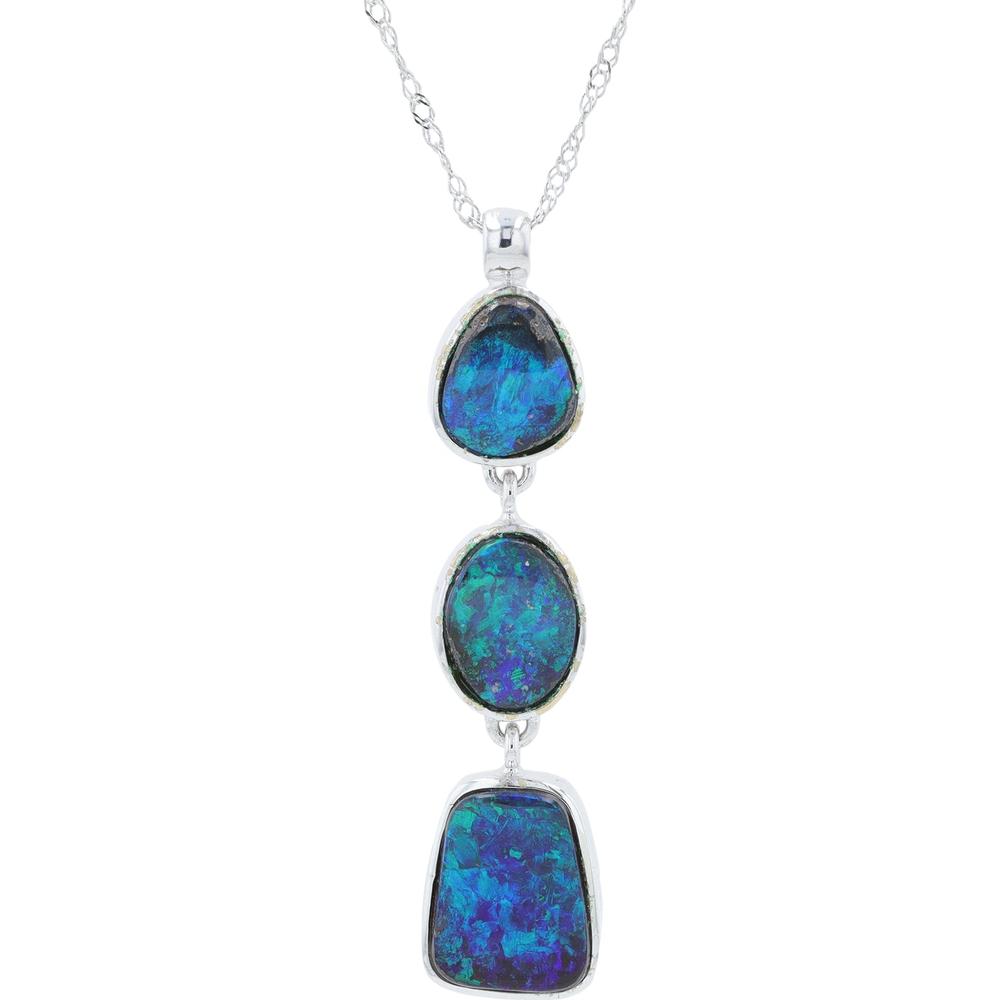 18K White Gold Black Opal Pendant Necklace - 3.80 Carat Total Gem Weight
