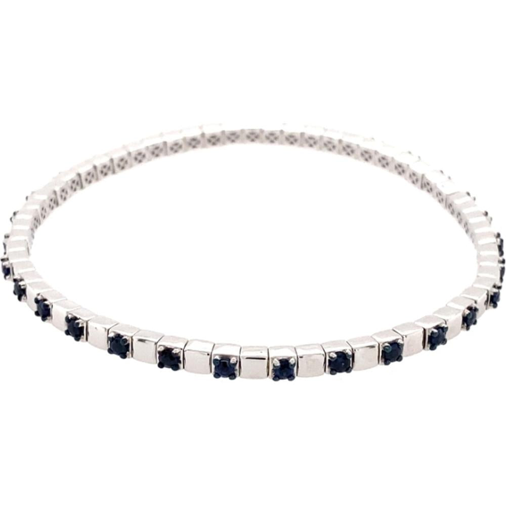18K White Gold Blue Sapphire Bangle Bracelet by Afarin
