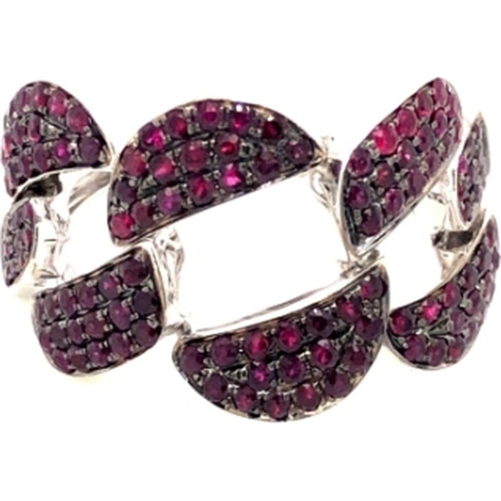 18K White Gold Bold Pavé Ruby Statement Ring by Afarin