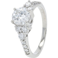 18K White Gold Bridal Set with 1.00 Carat Round Center Diamond and Accent Diamonds - 2.00 Carat Total Weight