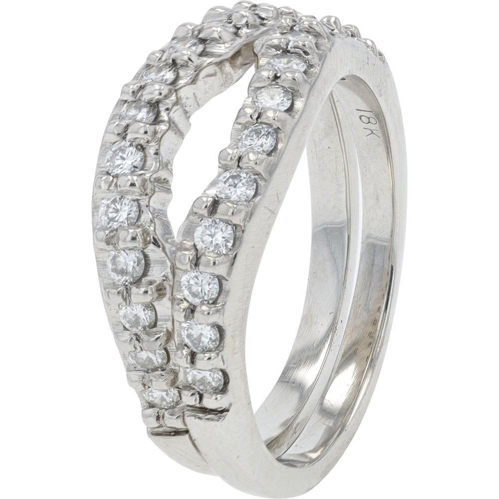 18K White Gold Bridal Set with 1.00 Carat Round Center Diamond and Accent Diamonds - 2.00 Carat Total Weight
