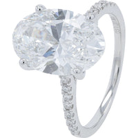 18K White Gold Bridal Set with 4.00 Carat Oval Lab Grown Diamond and 0.50 Carat Pave Split Shank Diamonds - 4.50 Carats Total Diamond Weight