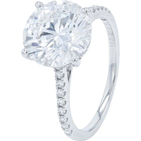 18K White Gold Bridal Set with 4.00 Carat Round Lab Grown Diamond and 0.50 Carat Accent Band - 4.50 Carat Total Diamond Weight