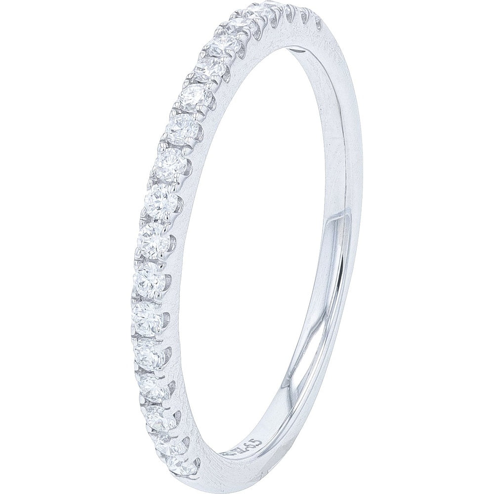 18K White Gold Bridal Set with 4.00 Carat Round Lab Grown Diamond and 0.50 Carat Accent Band - 4.50 Carat Total Diamond Weight