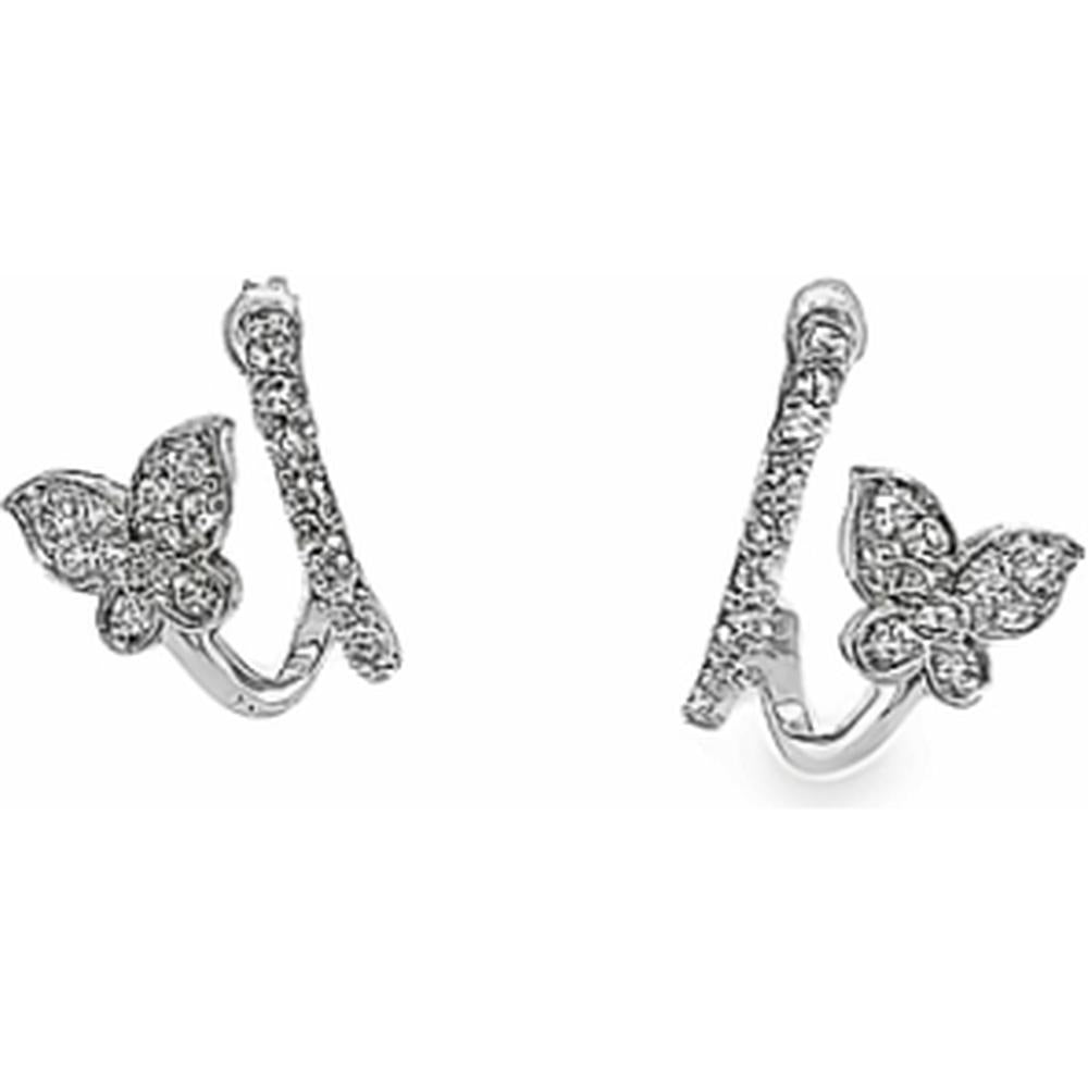 18K White Gold Butterfly Motif Diamond Earrings by Afarin