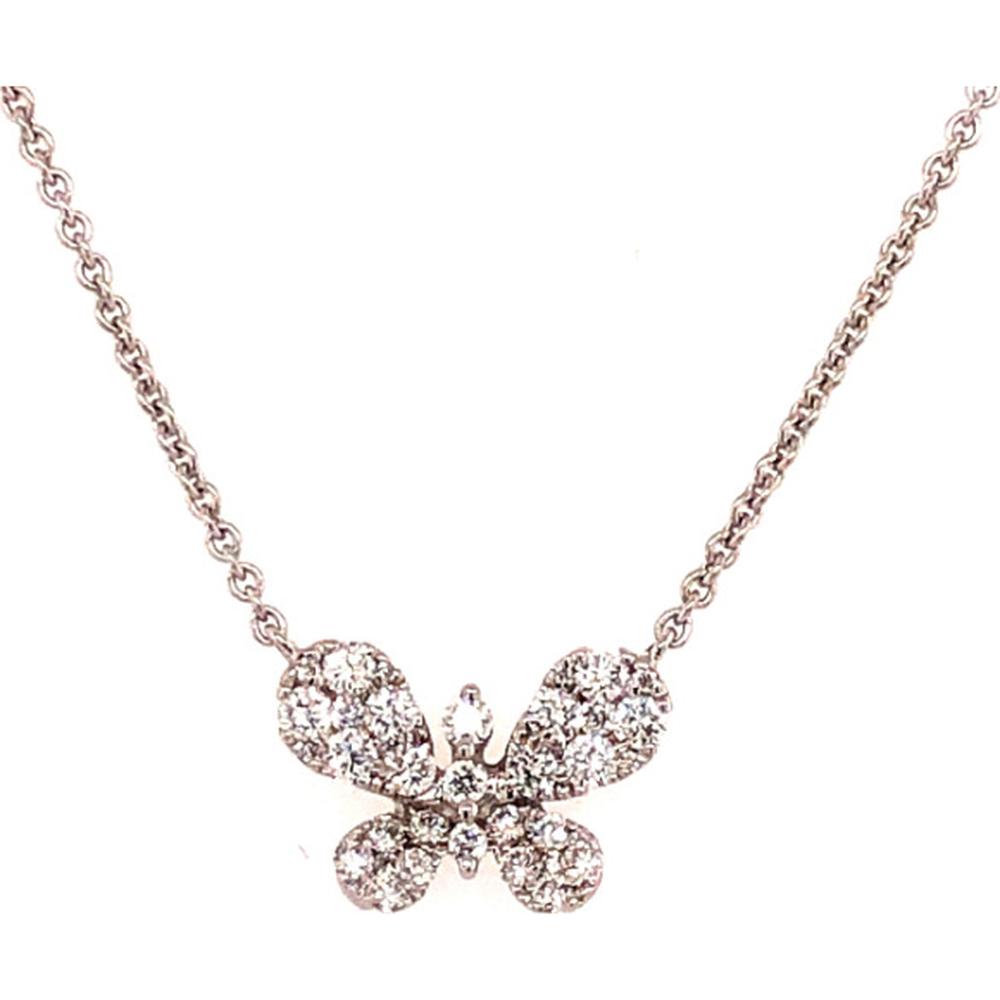 18K White Gold Butterfly Necklace with Pavé Set Diamonds by Afarin