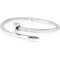18K White Gold Cartier Juste Un Clou Nail-Inspired Bangle Bracelet - Size 15 with Signature Pouch