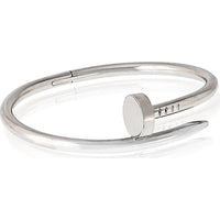 18K White Gold Cartier Juste Un Clou Nail-Inspired Bangle Bracelet - Size 15 with Signature Pouch