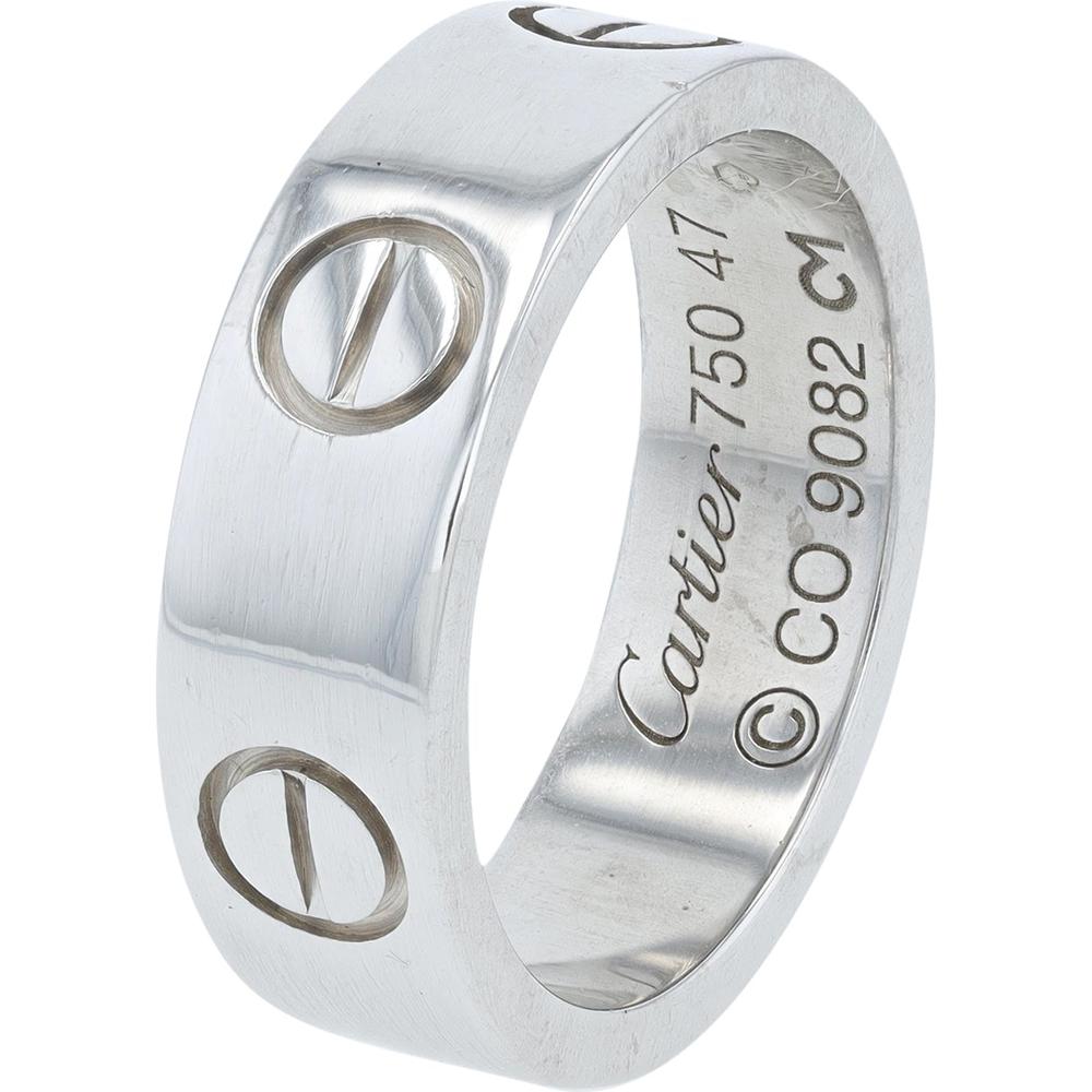 18K White Gold Cartier Love Band with Iconic Screw Motifs