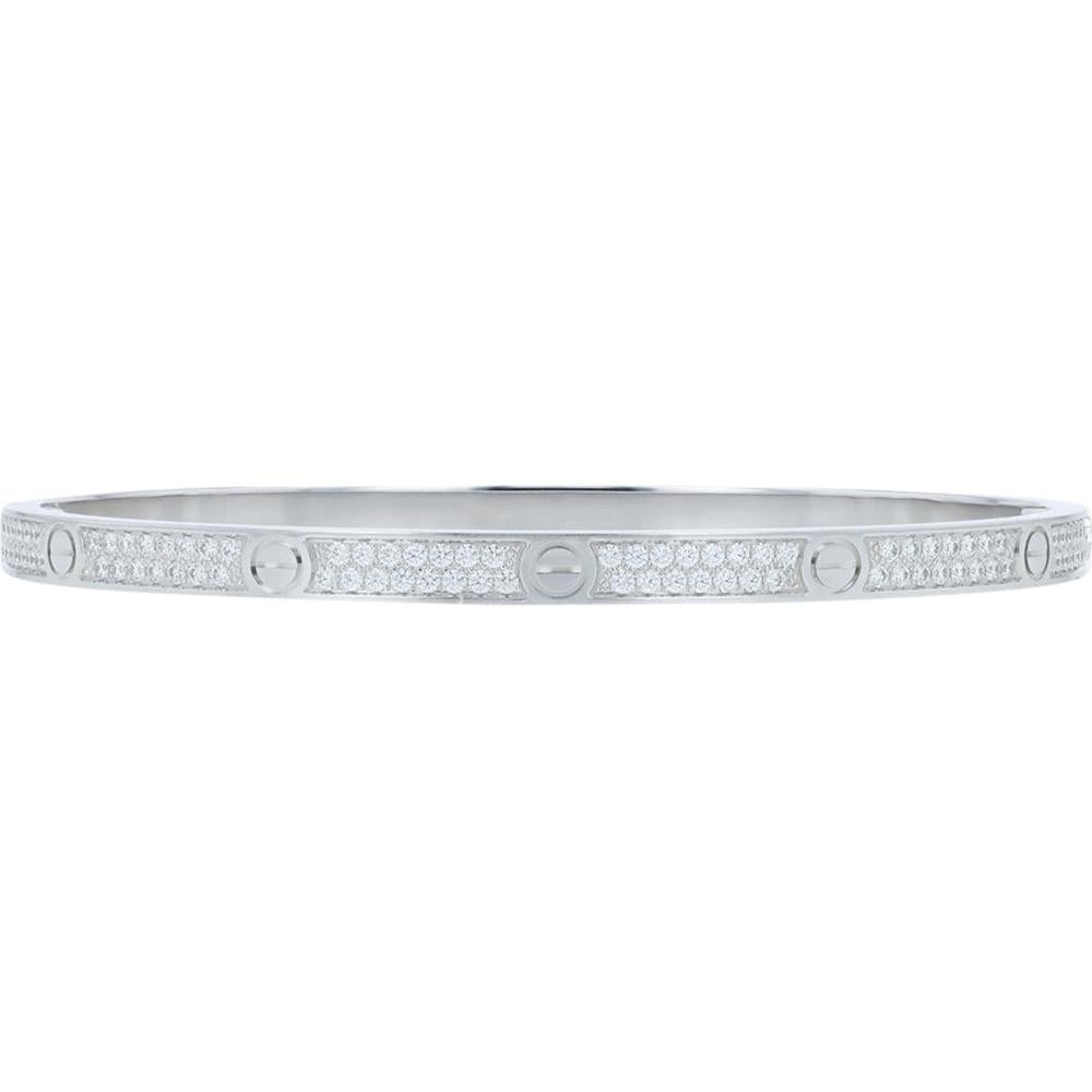 18K White Gold Cartier Love Bangle with Round Diamonds - 0.96 Carats Total Diamond Weight