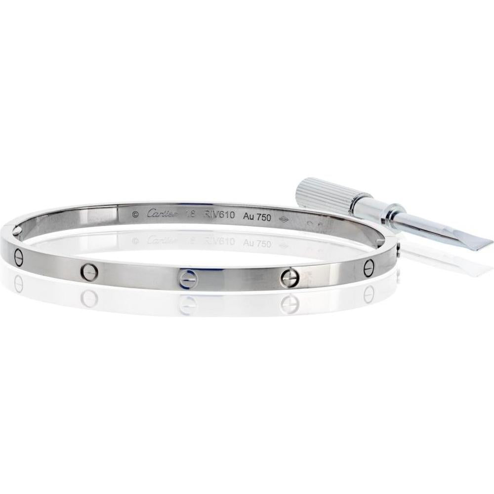 18K White Gold Cartier Love Bracelet - Classic Screw Motif - Size 18 - 21.6 Grams