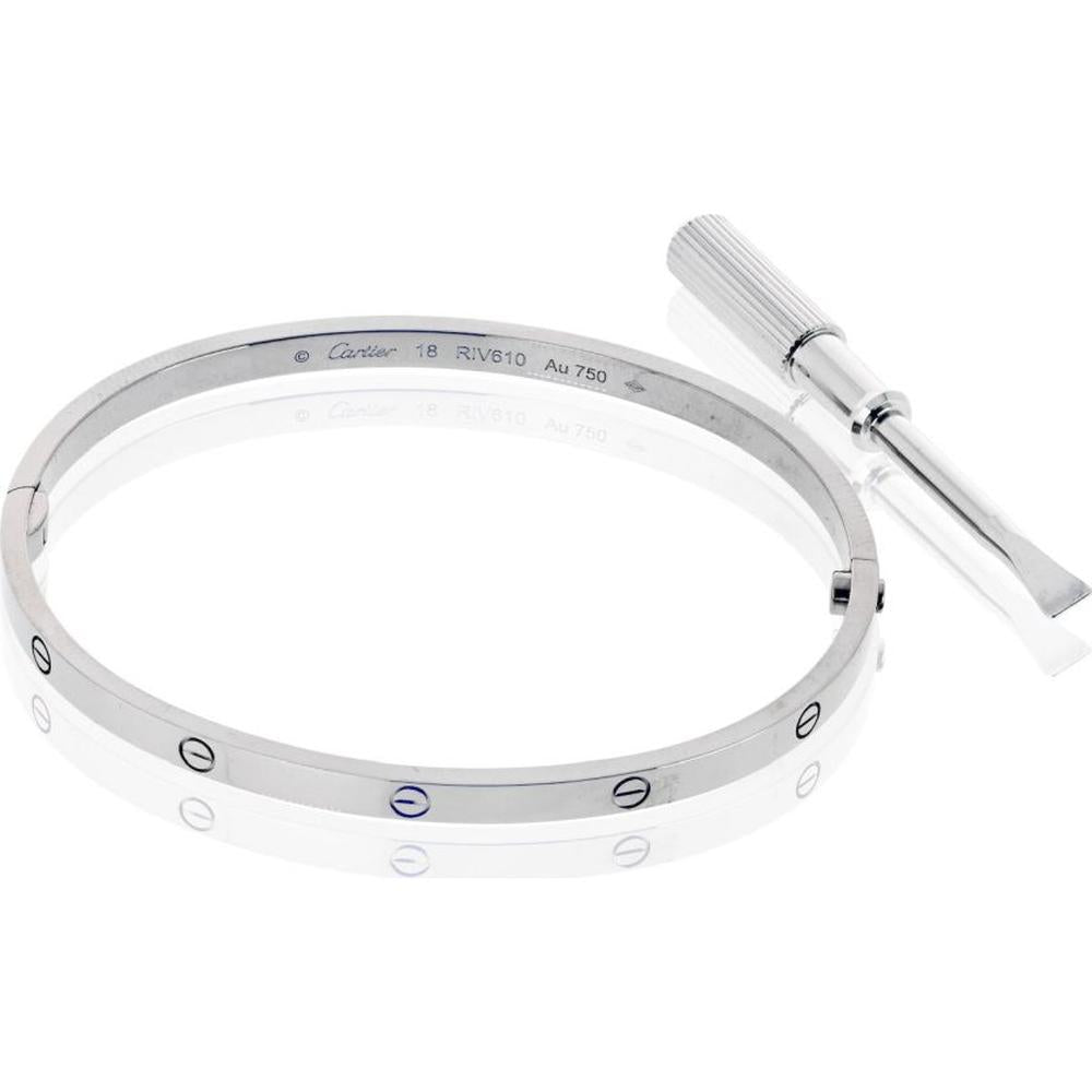 18K White Gold Cartier Love Bracelet - Classic Screw Motif - Size 18 - 21.6 Grams