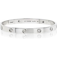 18K White Gold Cartier Love Bracelet with 4 Diamonds - 0.50 Carats Total Diamond Weight