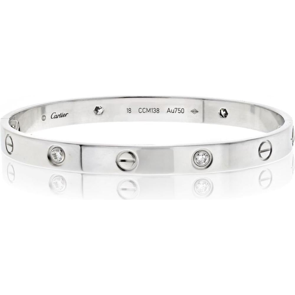 18K White Gold Cartier Love Bracelet with 4 Diamonds - 0.50 Carats Total Diamond Weight