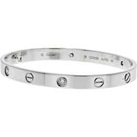 18K White Gold Cartier Love Bracelet with 4 Diamonds - 0.50 Carats Total Diamond Weight