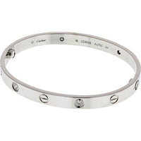 18K White Gold Cartier Love Bracelet with 4 Diamonds - 0.50 Carats Total Diamond Weight