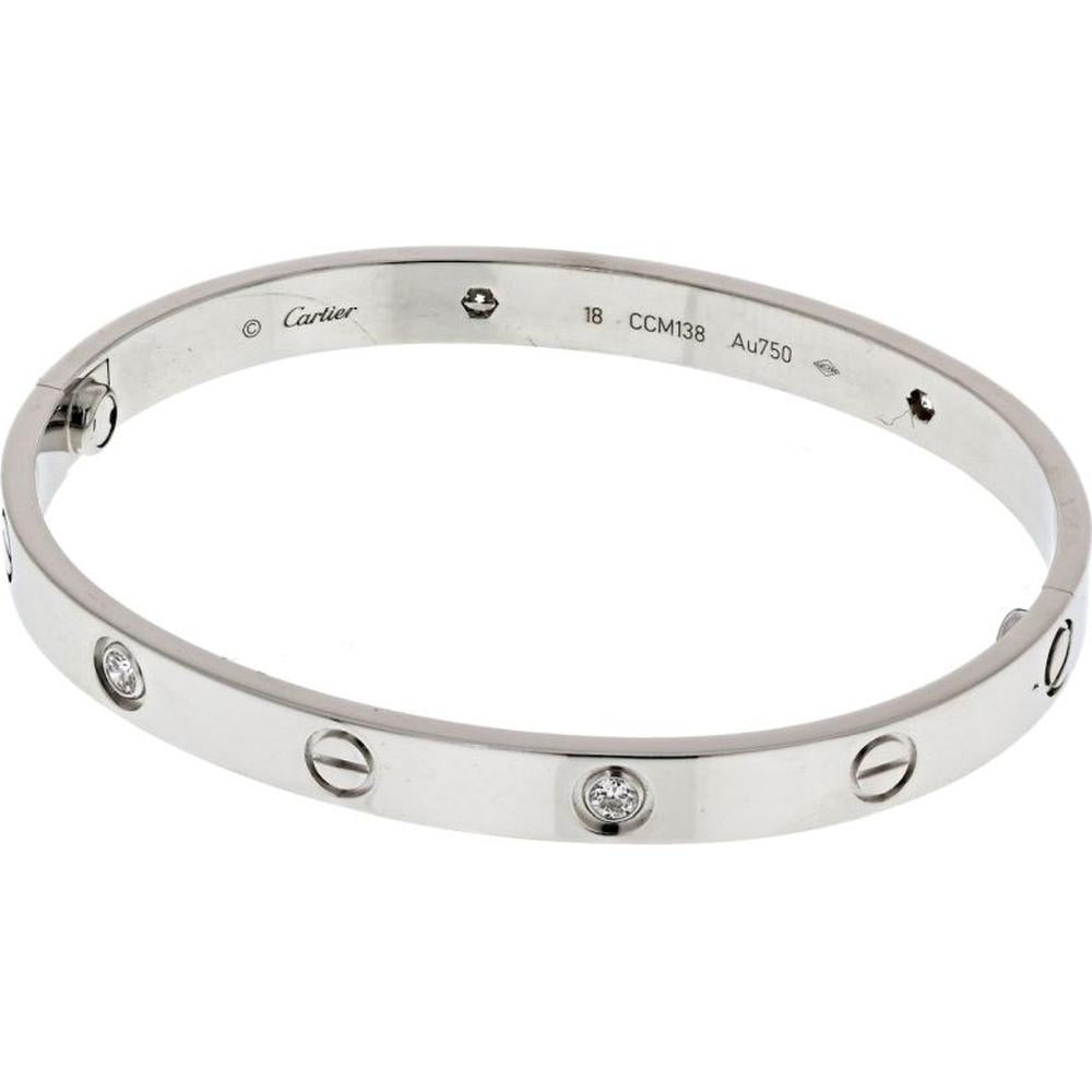 18K White Gold Cartier Love Bracelet with 4 Diamonds - 0.50 Carats Total Diamond Weight