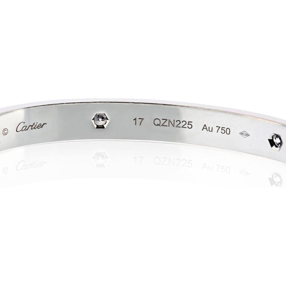 18K White Gold Cartier Love Bracelet with 4 Diamonds - 32.4 Grams of Timeless Elegance