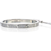 18K White Gold Cartier Love Bracelet with Pavé Diamonds - 53.7g