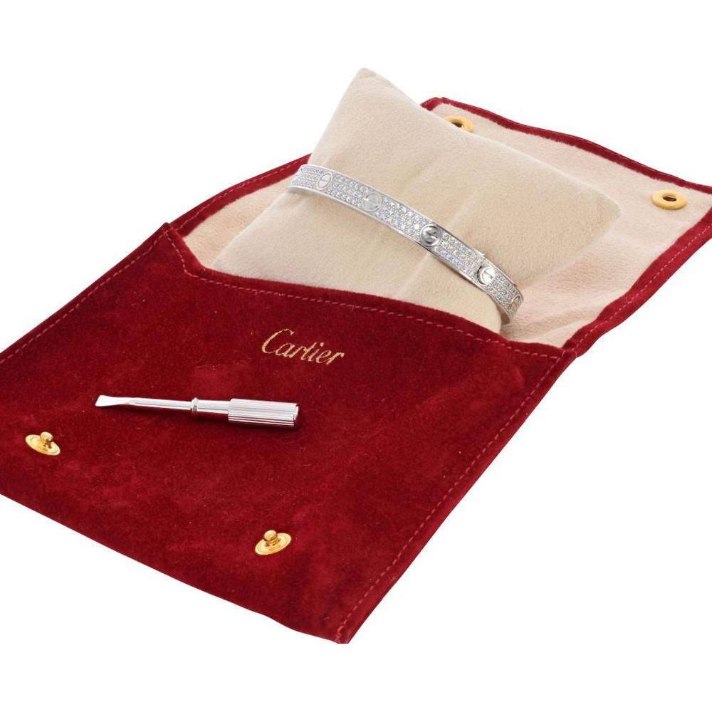 18K White Gold Cartier Love Bracelet with Pavé Diamonds - 53.7g