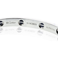 18K White Gold Cartier Love Bracelet with Pave Diamonds and Ceramic Motifs - Size 19