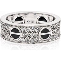 18K White Gold Cartier Love Ring with Black Ceramic Accents - Size EU 49