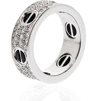 18K White Gold Cartier Love Ring with Black Ceramic Accents - Size EU 49