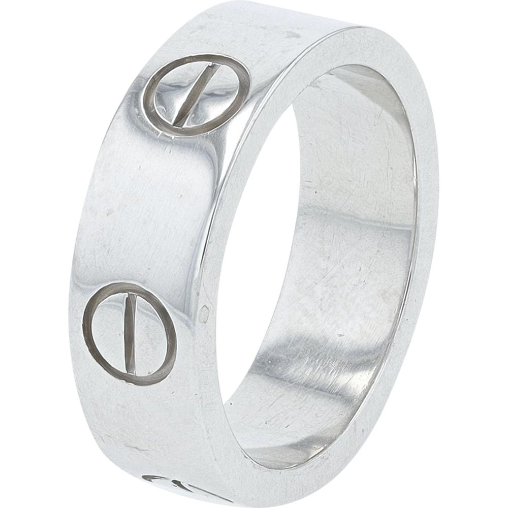 18K White Gold Cartier Love Ring with Iconic Screw Motif - Size 48 (US 4.5)