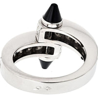 18K White Gold Cartier Menotte Ring with Onyx and Diamonds in High Polish Finish - Size 7
