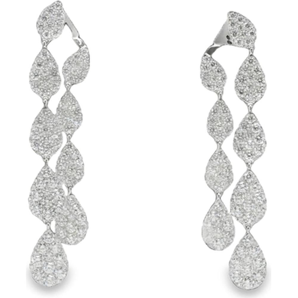 18K White Gold Cascading Diamond Drop Earrings by Afarin