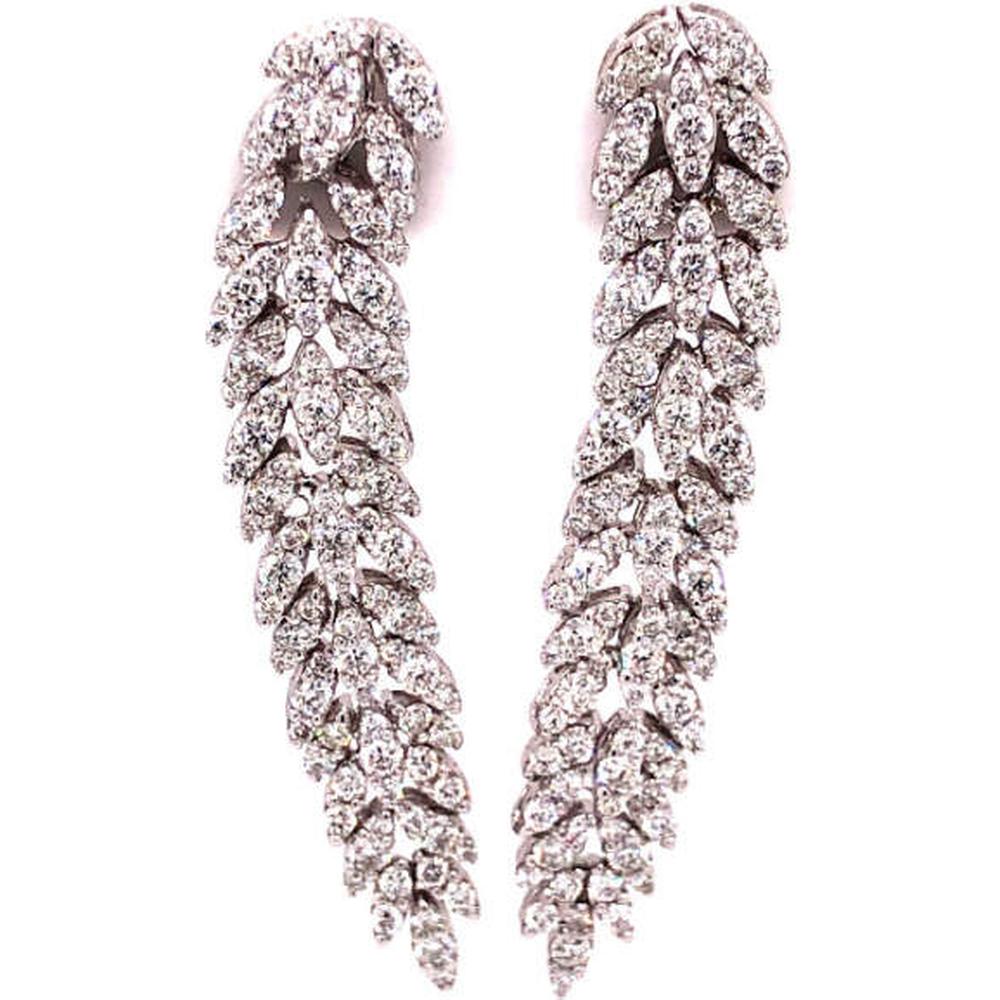 18K White Gold Cascading Drop Earrings with Marquise-Inspired Diamond Design by Afarin