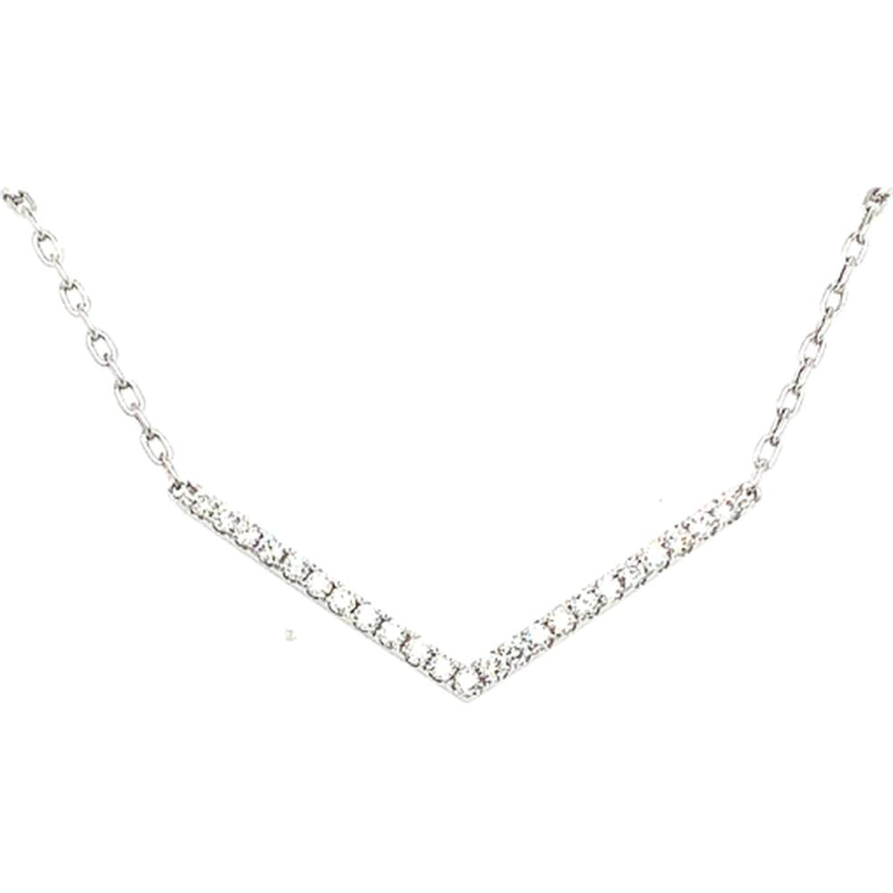 18K White Gold Chevron Diamond Necklace Pendant by Afarin