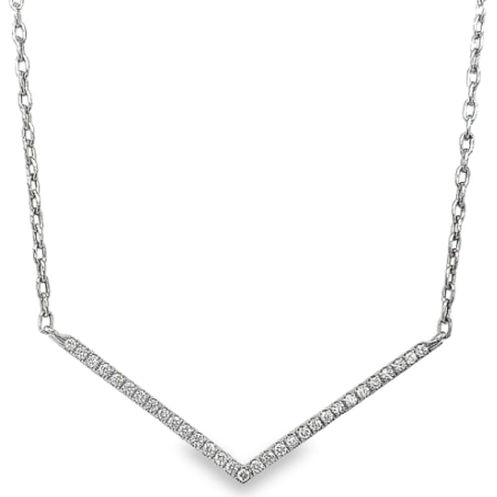18K White Gold Chevron Diamond Pendant Necklace by Afarin
