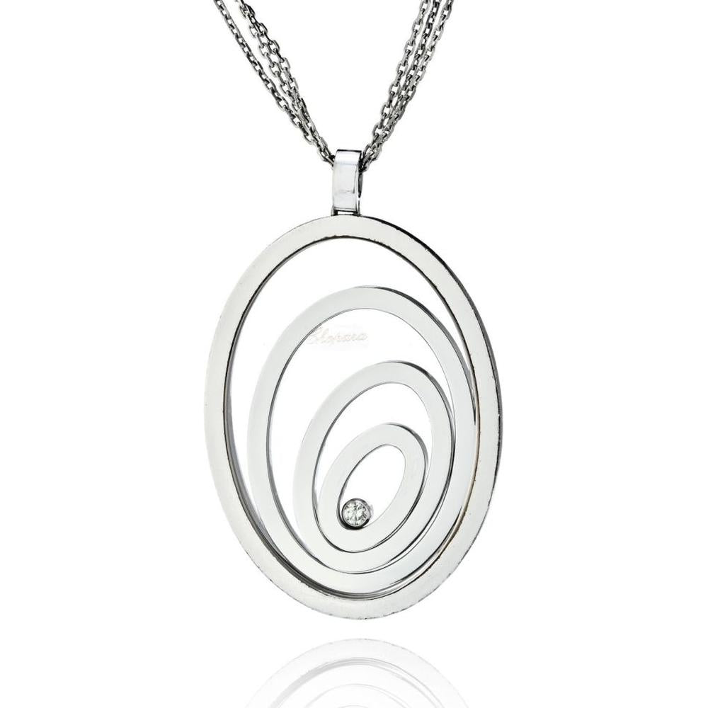 18K White Gold Chopard Happy Spirit Floating Diamond Necklace - 0.30 Carats Total Diamond Weight