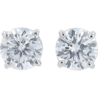 18K White Gold Classic Stud Earrings with 4-Prong Set Round Lab Grown Diamonds - 1.00 Carat Total Diamond Weight