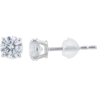 18K White Gold Classic Stud Earrings with 4-Prong Set Round Lab Grown Diamonds - 1.00 Carat Total Diamond Weight