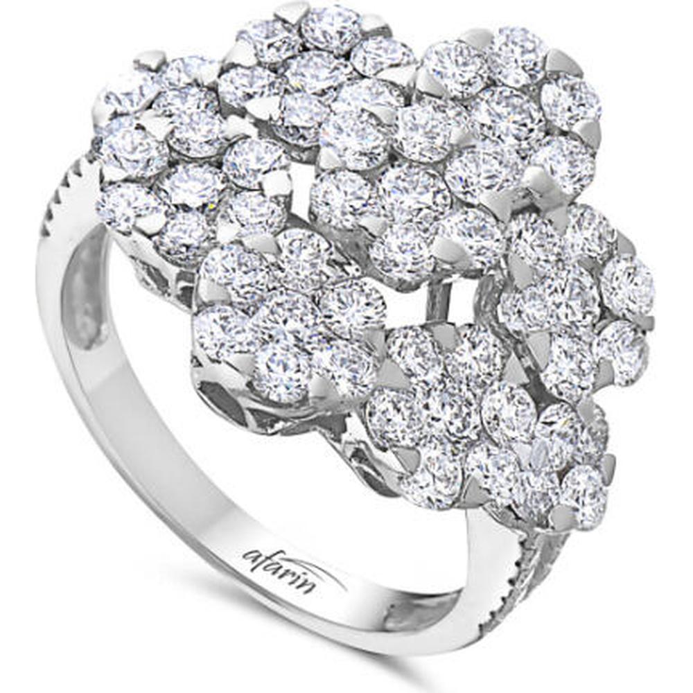 18K White Gold Cluster Diamond Flower Ring by Afarin