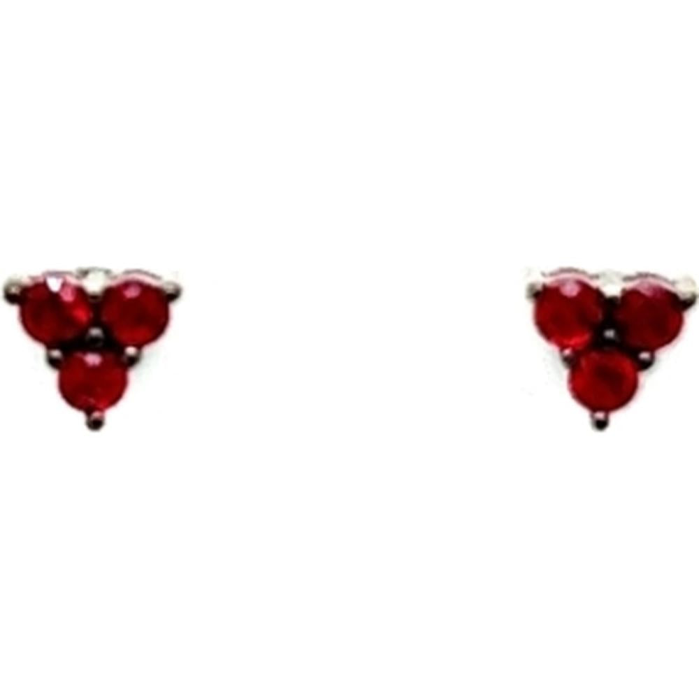18K White Gold Cluster Stud Earrings with Round Rubies by Afarin
