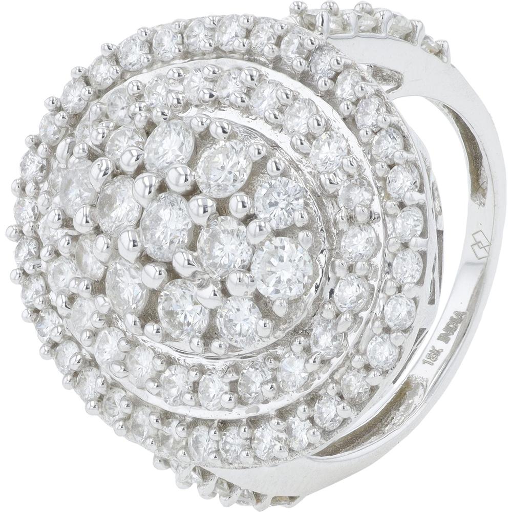 18K White Gold Cocktail Ring with Round Cluster Diamonds - 2.00 Carat Total Diamond Weight