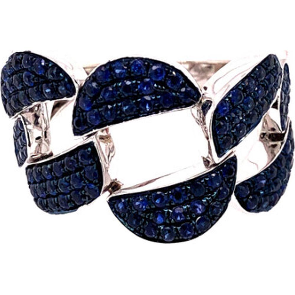 18K White Gold Contemporary Blue Sapphire Statement Ring by Afarin