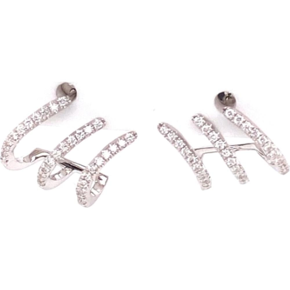 18K White Gold Contemporary Curved Diamond Earrings by Afarin