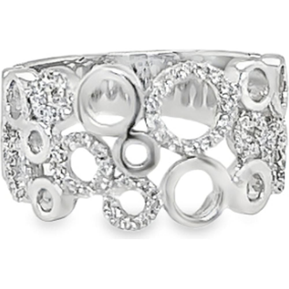 18K White Gold Contemporary Open Circle Diamond Ring by Afarin