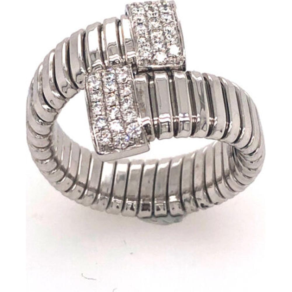 18K White Gold Contemporary Wrap Ring with Diamond Accents by Afarin