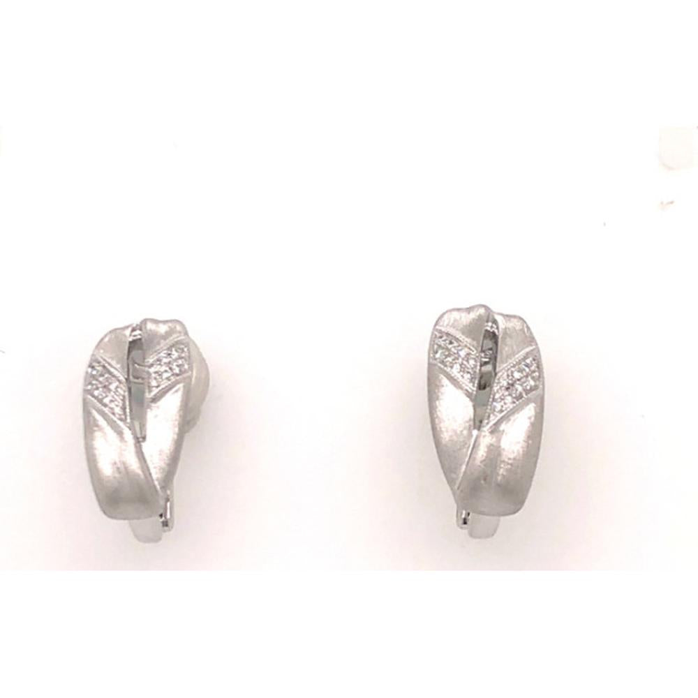 18K White Gold Crisscross Diamond Huggie Earrings by Afarin